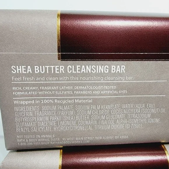 2 LEATHER & BRANDY Bath & Body Works Shea Butter Cleansing Body Bar Soap 5oz NEW - Picture 6 of 7